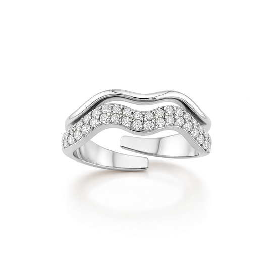 Anello Mignolo Onde Strass