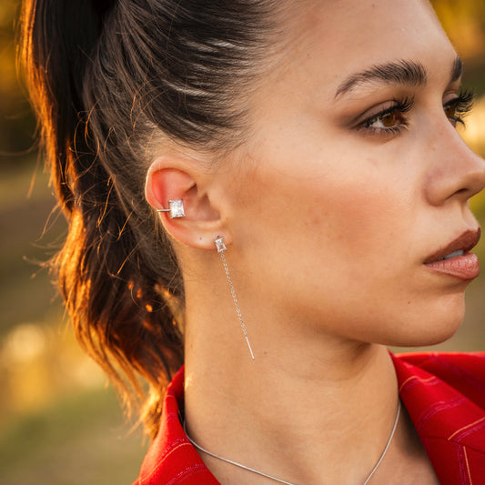 Orecchini Saliscendi Baguette