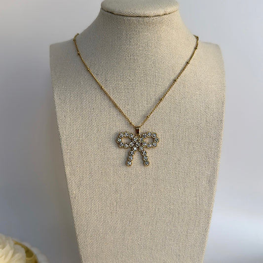 Diamond Bow Necklace