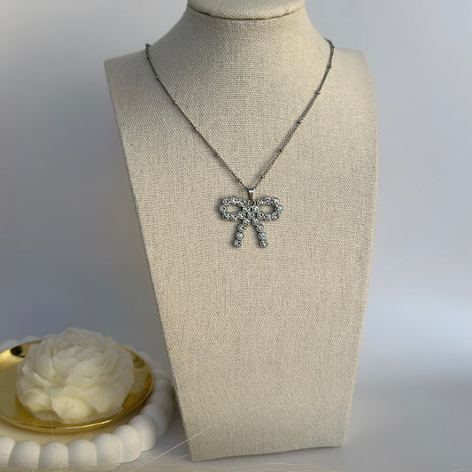 Diamond Bow Necklace