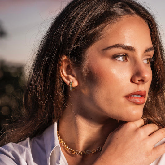 Orecchini Heart Strass