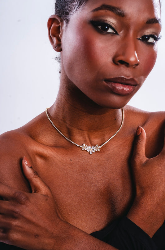 Collana Flowers Strass