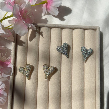 Pendientes de diamantes de imitación de corazón