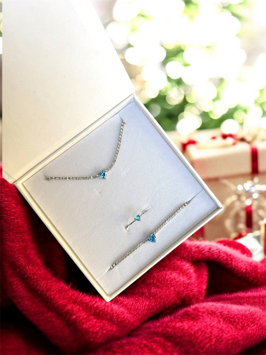 Set Collana Bracciale & Anello Tennis Heart