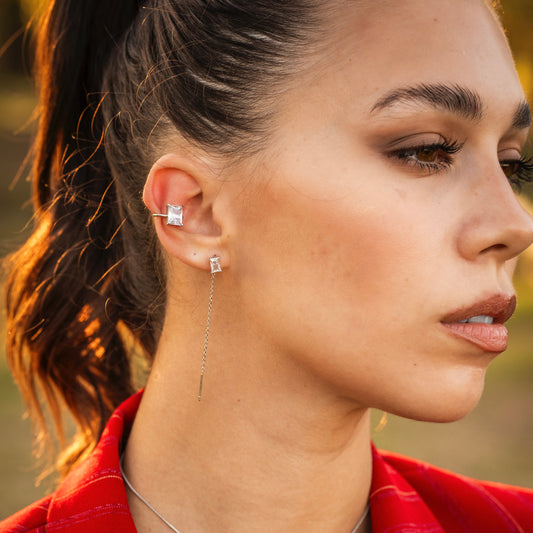 Orecchini Saliscendi Baguette