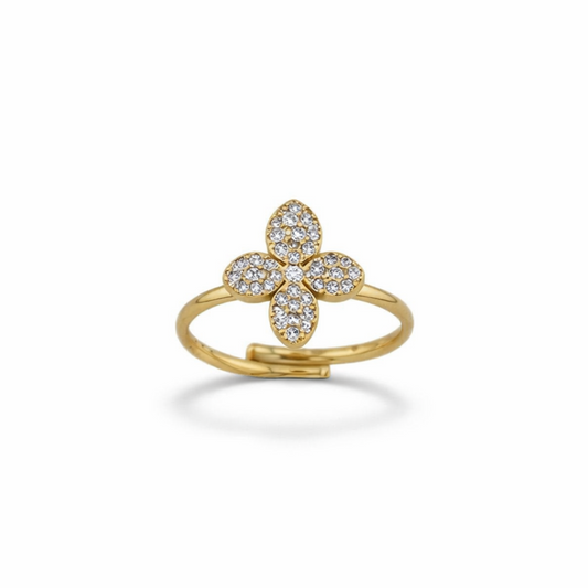 Anello Fiore Strass